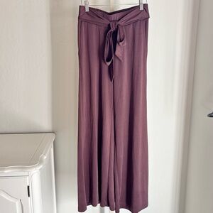 Fabletics Chris Washed Tricot Wide Leg Tie Waist Pants in Espresso, Size Small